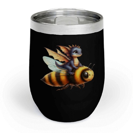 Fun Baby Dragon Riding a Bumble Bee Chill Wine Tumblers
