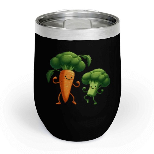 Carrot Dancing with Broccoli Chill Wine Tumblers