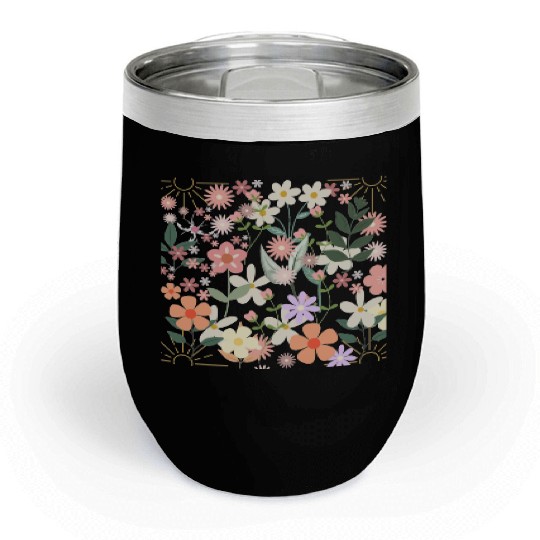 Boho Wildflowers Floral Nature Chill Wine Tumblers