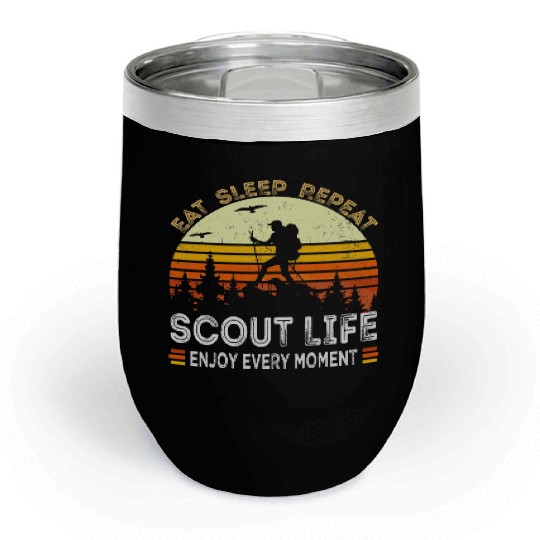 Eat Sleep Scout Repeat Camping Chill Wine Tumblers