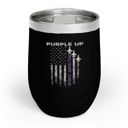 Purple Up For Military Kids Force US Flag Chill Wine Tumblers