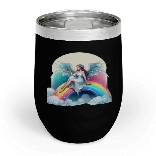 Angel on rainbow Chill Wine Tumblers