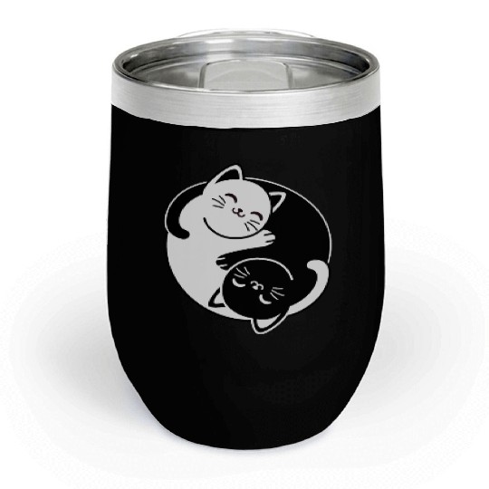 Yin and Yang Cats Chill Wine Tumblers