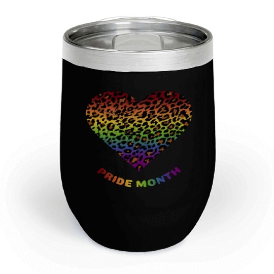 LGBTQ+Pride Month Rainbow Heart Leopard pattern Chill Wine Tumblers