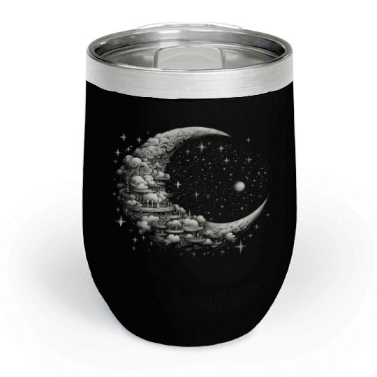 Cool Full Moon - Solar Eclipse, Moon Phases Total Chill Wine Tumblers