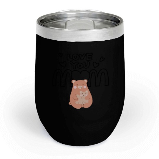 Peach Cute Mom And Baby Bear Mother s Day Card 4 Chill Wine Tumblers