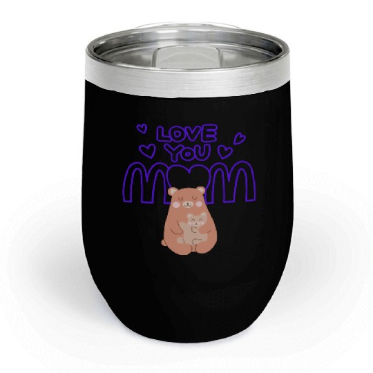 Peach Cute Mom And Baby Bear Mother s Day Card 2 Chill Wine Tumblers