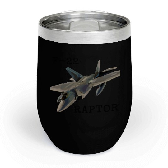 Air Force F-22 Raptor Fighter Jet Military Pilot Chill Wine Tumblers