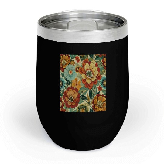Timeless Blossoms: A Vintage Floral Tapestry Chill Wine Tumblers