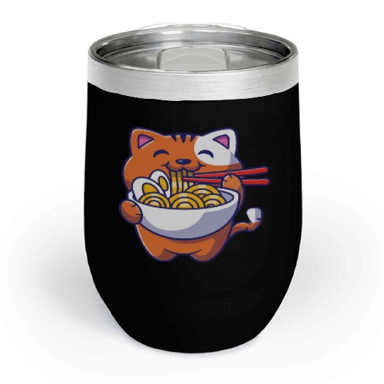 Cat Ramen Noodle Japanese Anime Manga Ramen Kawaii Chill Wine Tumblers