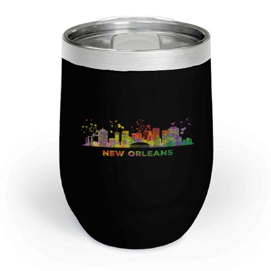 New Orleanian Skyline New Orleans Chill Wine Tumblers