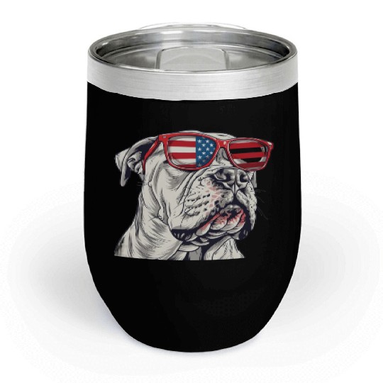 Dogo Argentino dog. 4th of July and memorial day Chill Wine Tumblers