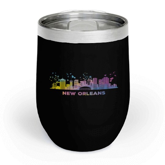 New Orleanian Skyline New Orleans Chill Wine Tumblers