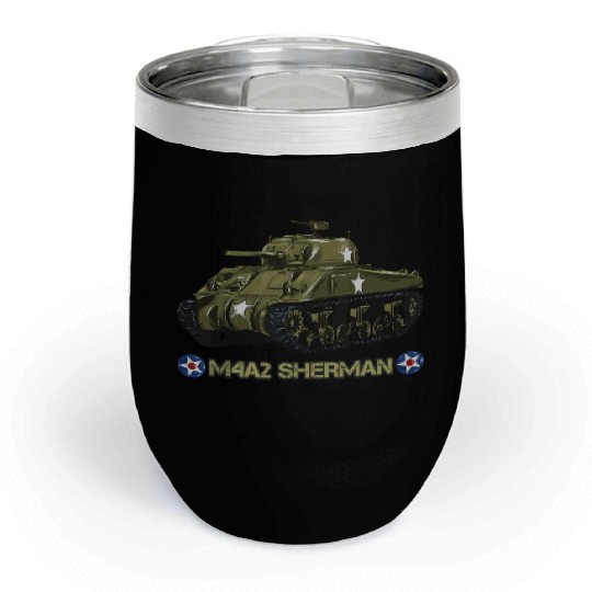 World War 2 American Tank M4A2 Sherman memorabilia Chill Wine Tumblers