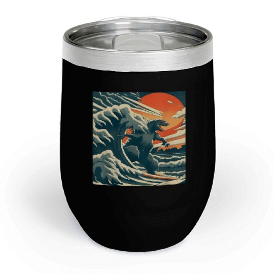 Japanese Monster Kaiju Funny Art Chill Wine Tumblers