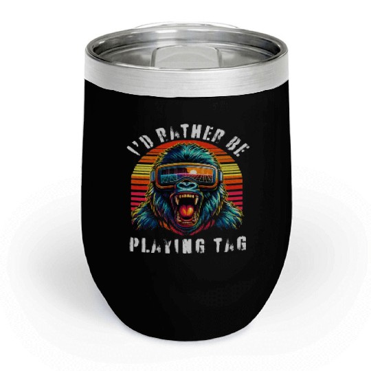 I'd Rather Be Playing Tag Ape Monkey Tag Primate Chill Wine Tumblers