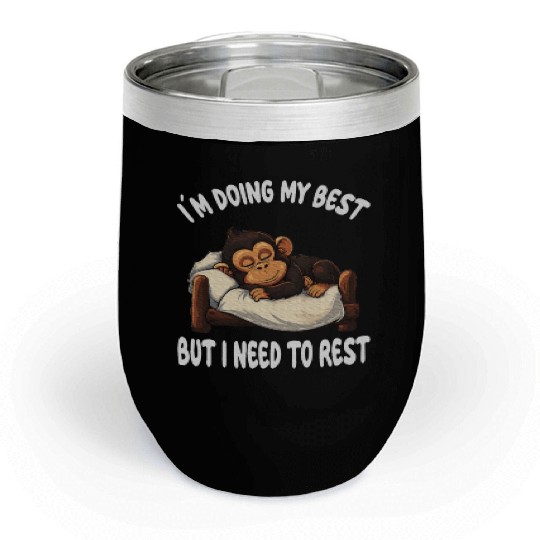 Monkey Ape Animal Pajamas Nightgown Sleeping Nappi Chill Wine Tumblers