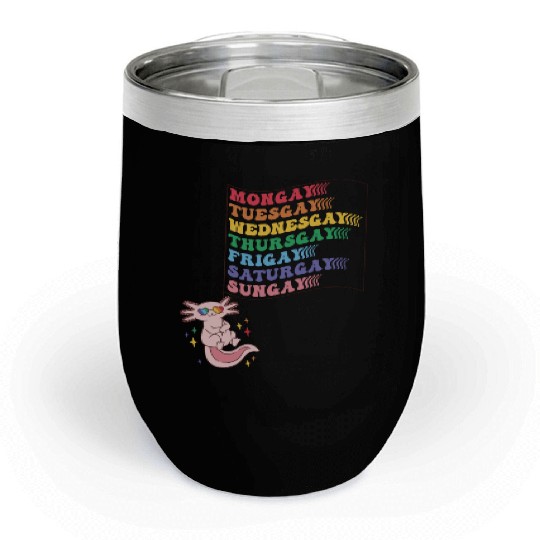 Cute Pride LGBTQ Axolotl - Dare to be Yourself Chill Wine Tumblers