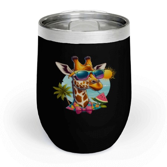 Funny giraffe Summer Beach Graphic Animal Lover Chill Wine Tumblers