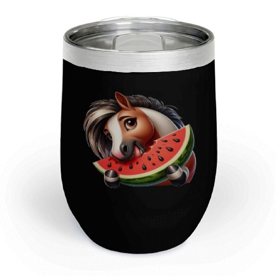 Horses Horse Lover Farmer Melon Summer Chill Wine Tumblers