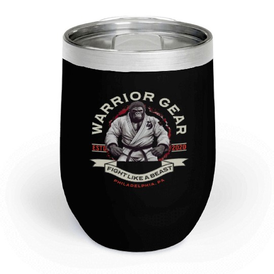 Martial Arts Gorilla BJJ Fighter Jiu-Jitsu Chill Wine Tumblers