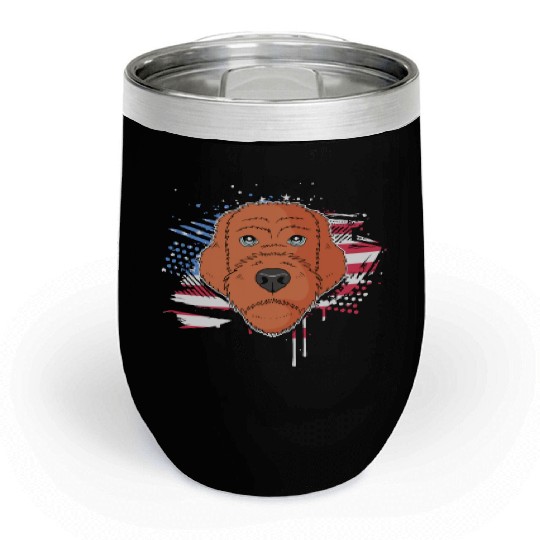 US Flag Wirehaired Pointing Griffon Patriotic Dog Chill Wine Tumblers
