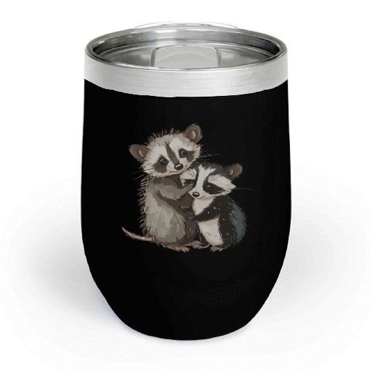 Opossum and raccoon Chill Wine Tumblers