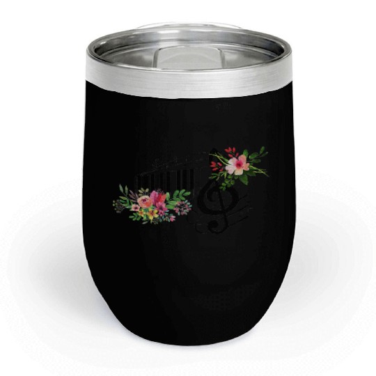 cut music teacher with a Piano Keys and Flowers Chill Wine Tumblers