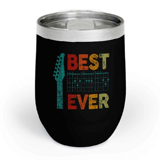 Best Dad Ever Guitar Chord Guitarist Father's Day Chill Wine Tumblers