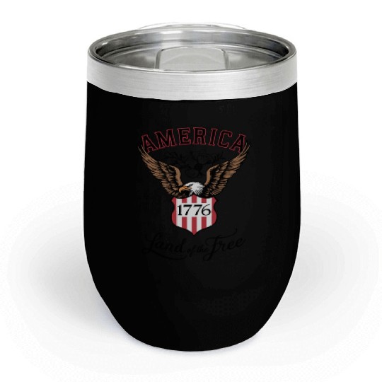 Independence Day Art 4 July Eagle Land of the Free Chill Wine Tumblers