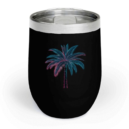 Vaporwave palm tree Chill Wine Tumblers