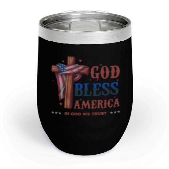 God Bless America Proud Retro US Flag 4th Of July Chill Wine Tumblers