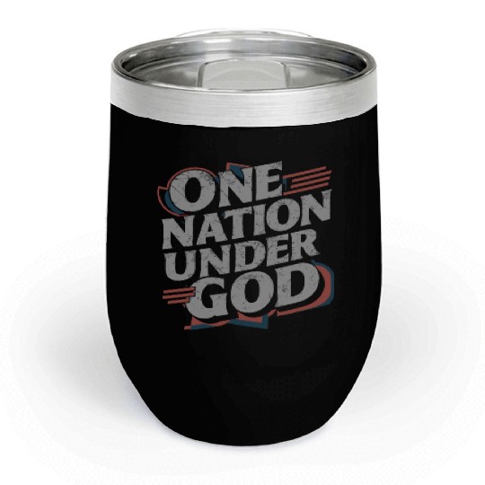 One Nation Under God Christian Pride Retro US Flag Chill Wine Tumblers