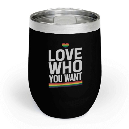Love Who You Want Rainbow Gay Pride Flag LGBTQ Chill Wine Tumblers
