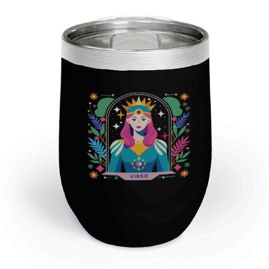 Floral Virgo Tarot Zodiac Graphic Chill Wine Tumblers
