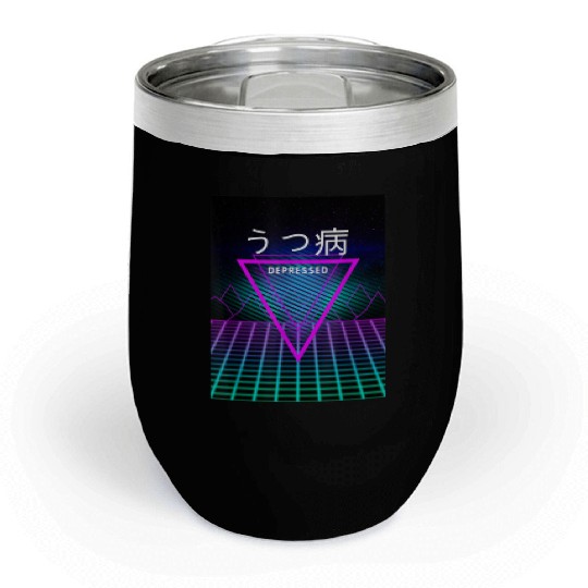 aesthetic vaporwave clothes depressed Chill Wine Tumblers
