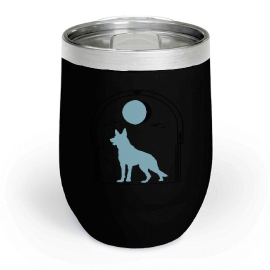 German Shepherd Celestial GSD Dog Moon Tarot Chill Wine Tumblers
