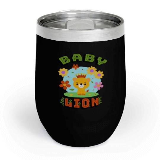 Cute baby lion Chill Wine Tumblers