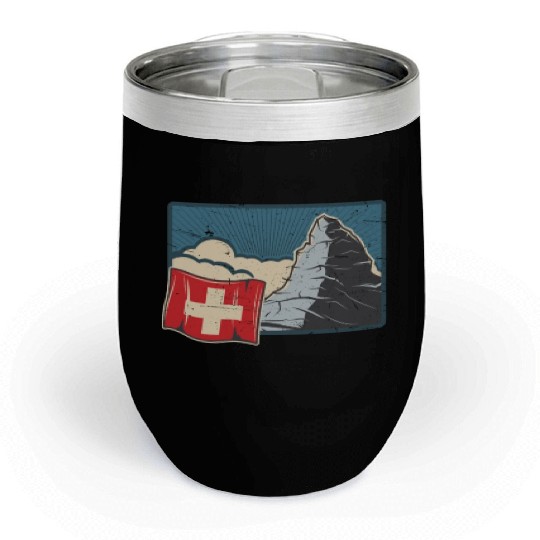 Vacation Skiing, Hiking, Mountain Switzerland Chill Wine Tumblers