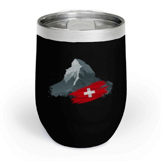 Vacation Skiing, Hiking, Mountain Switzerland Chill Wine Tumblers