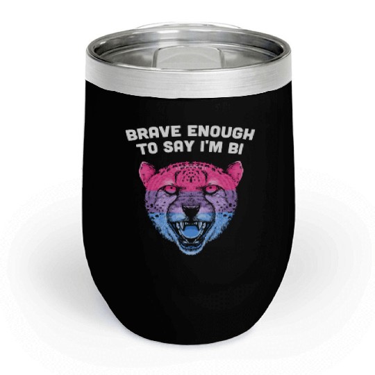 Brave Enough to Say Im Bi Bisexual LGBTQ Bi Pride Chill Wine Tumblers
