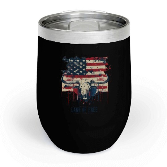Land of the free because of the brave , 4 July Chill Wine Tumblers