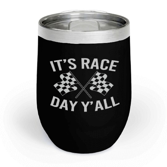 Drag Racing Racetrack Checkered Flag Race Day Chill Wine Tumblers