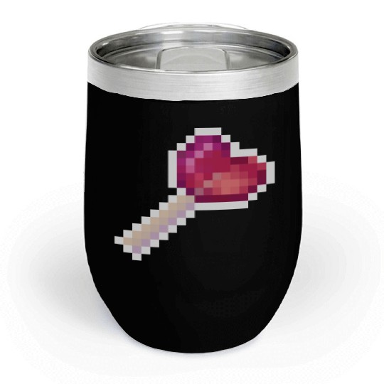 Pixel Art Sprite Cute Heart Lollipop Chill Wine Tumblers