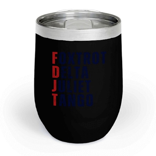 FOXTROT DELTA JULIET TANGO WHITE Chill Wine Tumblers