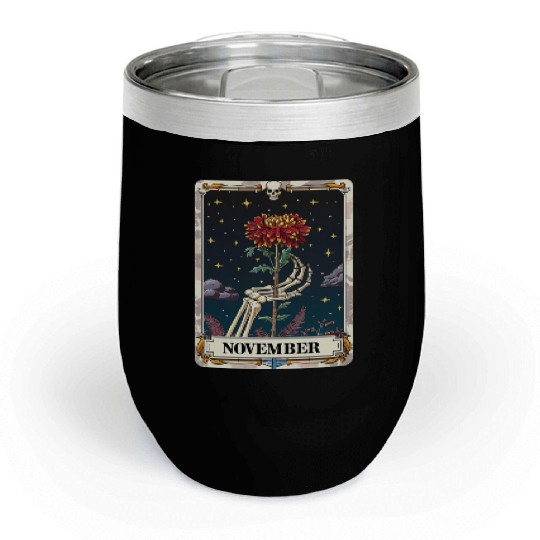 November Gothic Tarot Card - Chrysanthemum Flower Chill Wine Tumblers