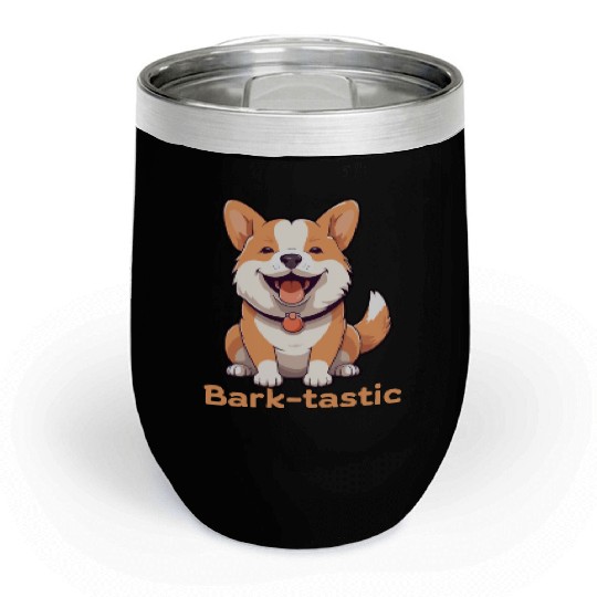 Cute shiba inu puppy dog with funny Bark-tastic te Chill Wine Tumblers