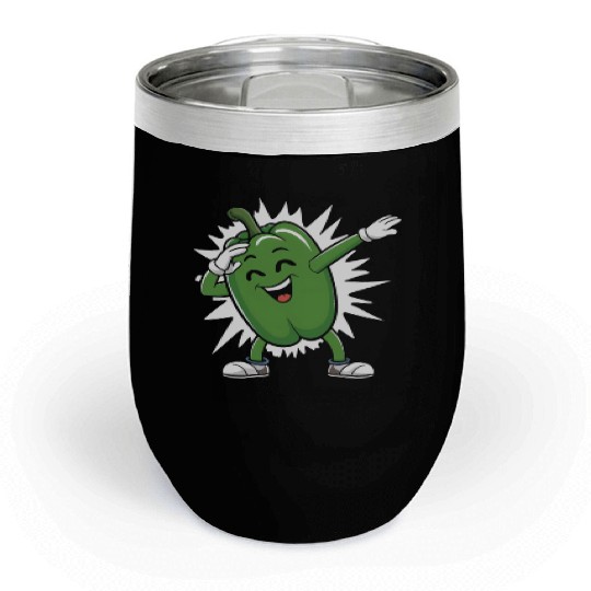 Green Bell Pepper Dabbing Chill Wine Tumblers