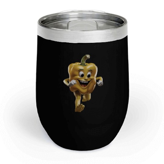 Yellow Bell Pepper Running Realistic Chill Wine Tumblers