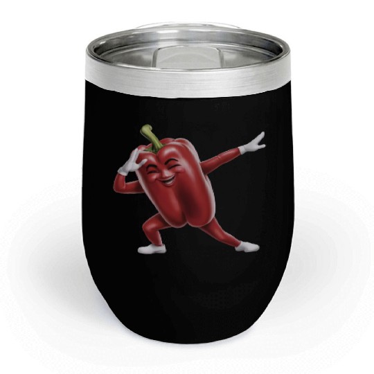 Red Bell Pepper Dabbing Realistic Chill Wine Tumblers